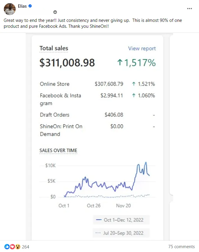 Elias — ShineOn seller review