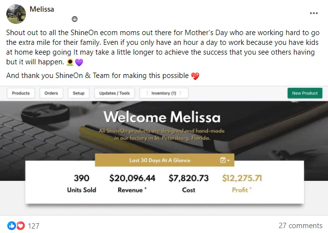 Melissa — ShineOn seller review